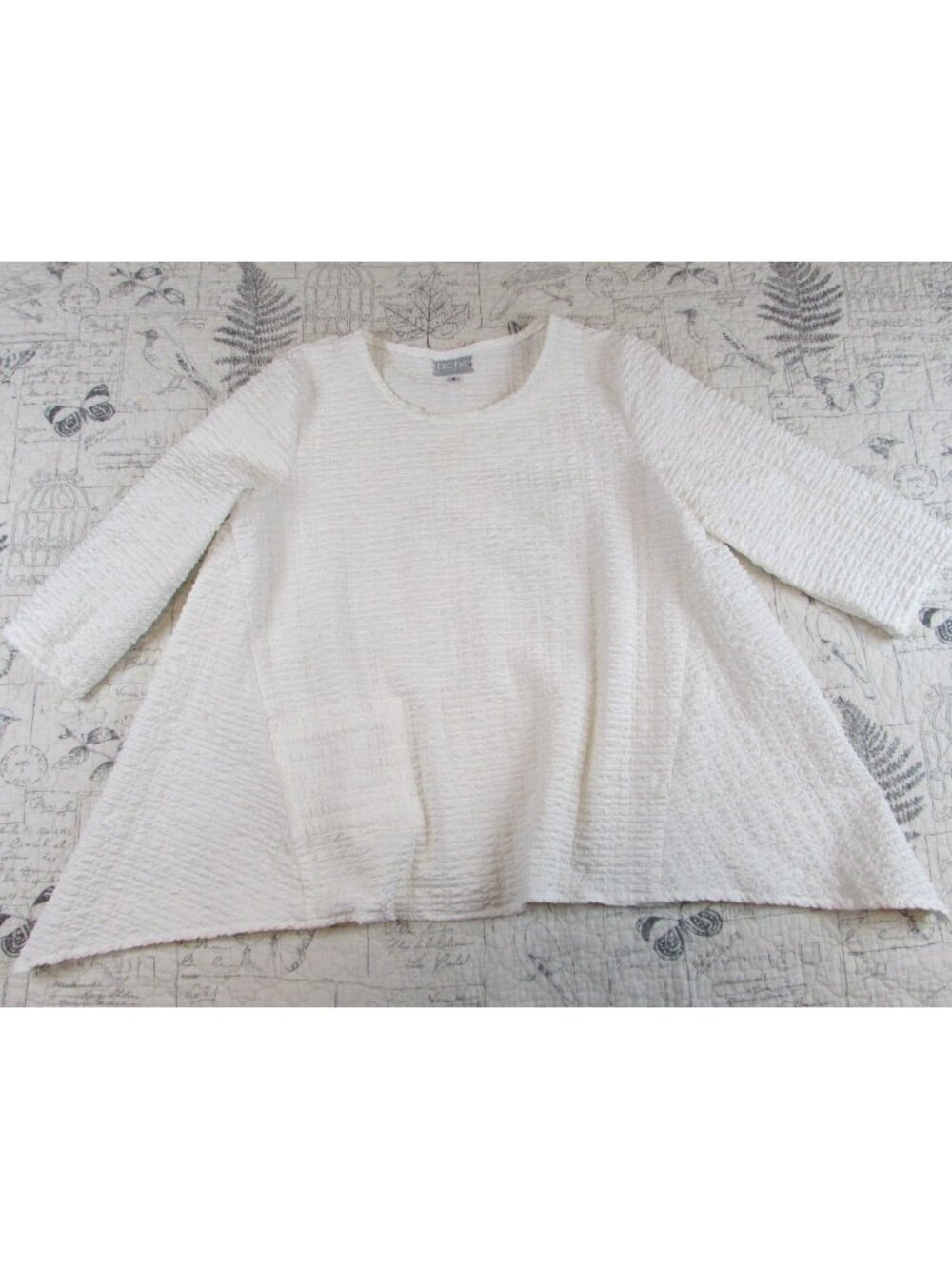 NEW Niche Nilgun Derman White Lagenlook Crinkle European Crush top womens S